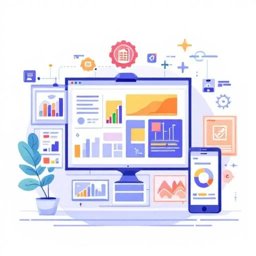 Concept showing a spreadsheet feeding multiple no‑code dashboards across web, TV, and mobile.