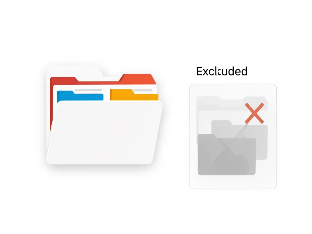 Visual representation of a gitignore concept showing files being selectively filtered - important files highlighted while unwanted files are excluded from tracking